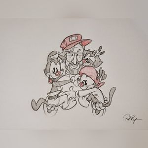 Animaniacs WB Amblin Steven Spielberg animation Drawing/sketch signed art